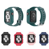 ♧ Silicone Strap and Case for Apple Watch Band 40mm 44mm Shockproof Protector for iWatch 5 4 3 2 1 40mm 44mm SE 6 TPU Sport Loop