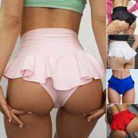 QianXing Shop Plus Size Women Fashion High Waisted Yoga Shorts Dance Shorts Ruffle Rump Cheerleading Bikini