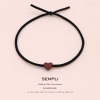 【CW】 Small Elastic Hair Bands Wine red Headband Rubber Band Letters Accessories Scrunchie