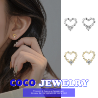 COCOJEWELRY 2022ใหม่เวอร์ชั่นเกาหลีหูแหวนรูปหัวใจสตั๊ดสาวแสงหรูหราซอกออกแบบความรู้สึกต่างหูรูปหัวใจ