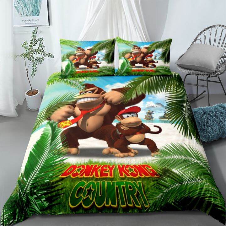 donkey-kong-switch-game-bedding-set-single-twin-double-queen-king-cal-king-size-bed-linen-set