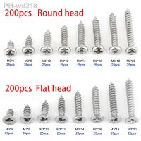 200pcs M3 Stainles Steel Flat Head Screws Kits High strength Self-Tapping Screws Assortment Set For Wood Furniture