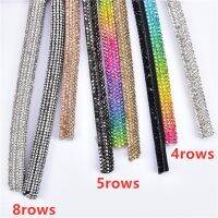 [NEW EXPRESS] 5 / 8 Rows Round Rhinestone Tube Wrapped Cotton Rope Dense Crystal Diamond Decor Trim DIY Bows For Costume Shoes Wedding Crafts