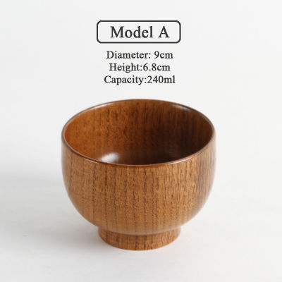 Japanese Style Wooden Bowl Tableware Original SoupSalad Rice Noodles Bowls Food Container Wood Eating Bowl for Children Kids