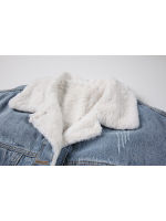 Women Lamb Wool Jean Jacket Korean Vintage Single Breasted Fleece Denim Coat 2021 Winter Fashion Casual Warm Thickened Jackets