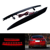 ANGRONG 2X Black ed Lens Bumper Reflector LED Rear Brake Light For Tesla Model S 2012+