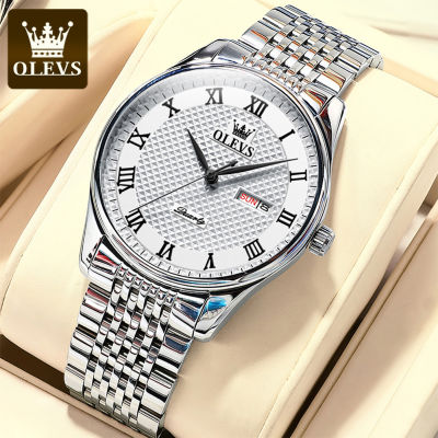 OLEVS นาฬิกาสำหรับผู้ชายการออกแบบใหม่ขายตอนนี้เดิมกันน้ำตัวเลขโรมัน Tik Tok นาฬิกาควอทซ์ร้อนพร้อมกล่องของขวัญ