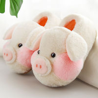 2021 couples Cute Cartoon Pig Slippers Home Indoor Non-slip Fuzzy Slides Warm Thick Plush Shoes Women Winter Cotton Soft Shoes