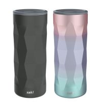 กระบอกน้ำ สแตนเลส แก้วน้ำ Zak Designs Fractal Stainless Steel Insulated 16 Ounce Tumbler 2-pack, Black and Ombre Pink (473ml.)