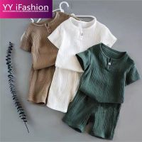 ✼■✧ 12M-8 Yrs 2 Pcs Boys Girls Clothing Sets 2021 Summer Baby Girls Clothes Cotton And Linen Retro Kids Children Clothes Suits
