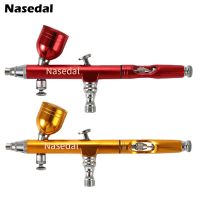 ❣ Airbrush Dual Action Gravity Feed 0.3mm Nozzle Spray Gun Red/Gold Cake Decorating Brushes For Nail Manicure With Wrench Straw