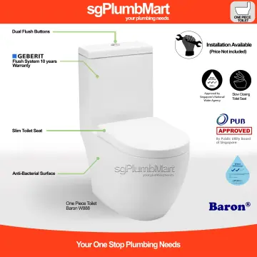 Baron 1-Piece Toilet Bowl Water Closet W-888 (Geberit Flushing System)