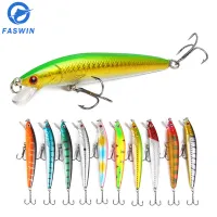 【Faswin】3D Bait Minnow Lure Hard Bait Lure Fish Hook 100mm 7.5g Artificial Fishing Tackle Accessory With Two Triangle Hooks