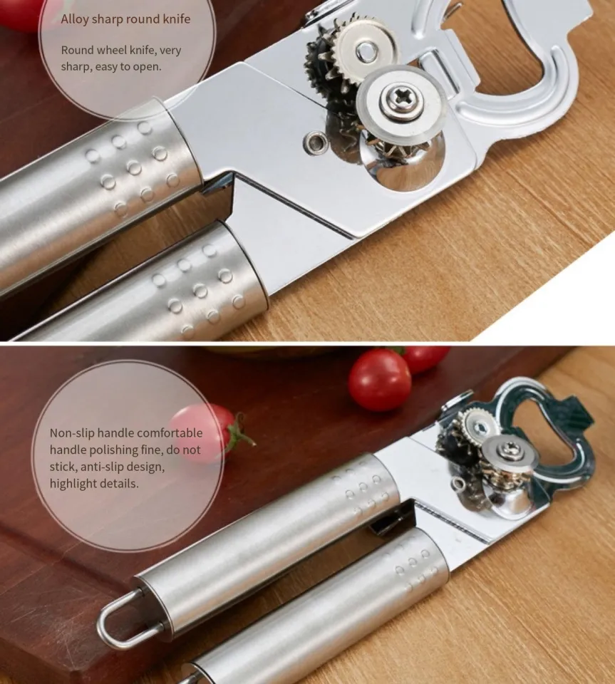 Manual Can Opener-Professional Portable Bottle Opener- Multifunctional Tin  & Jar Opener -Safety Smooth Edge, Heavy Duty Stainless Steel Blades, Easy  Turn Knob, Ergonomic Anti-slip Handle