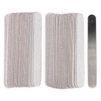 100Pcs Replacement SandPaper Strips Nail File With Metal Handle Double sided Sanding Buffer Block Straight Polishing Salon Tools