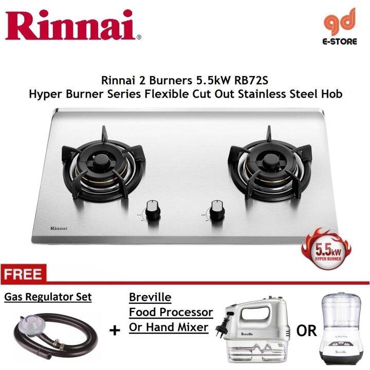 Rinnai RB-72S 2-Hyper Burner 5.5kw Gas Hob With Flexible Cut Out RB72S |  Lazada
