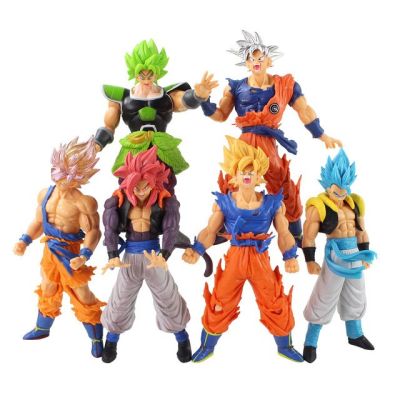 6ชิ้น/เซ็ต Dragon Ball Z Son Goku Kakarotto Gogeta Broli Super Saiyan Fighting Damaged Action Figure Pvc ตุ๊กตาของเล่น S