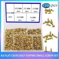 1200PCS M2 M2.5 Galvanized Copper KA Flat Cross countersunk Head Self Tapping Small Screw DIY Electronic Wood Micro Screw Set