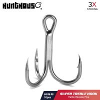 Hunthouse fishing treble hook 3X Strong 10pcs/lot High Steel Carbon Saltwater 4# 6# 8# for hard lure Tackle Tool Accessories Accessories