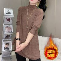 ☒☈✐ Lace Fleece Sweaters warm Long Sleeve pullovers Half High Collar autumn winter Jumpers Loose Solid Color office lady Clothing