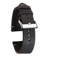 Hemsut Quick Release Leather Watch Bands Calf Handmade Vintage Black Leather Watch Strap 18mm 20mm 22mm