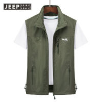 JEEP SPIRIT เสื้อกั๊กผู้ชายฤดูใบไม้ผลิและฤดูใบไม้ร่วงบางส่วน Casual Breathable เสื้อกั๊กชายวัยกลางคนและผู้สูงอายุ Quick-Drying เสื้อกั๊กฤดูร้อนเสื้อกั๊กผู้ชาย