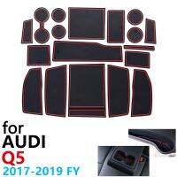 Cup Cushion Gate Slot Mat for Audi Q5 II 2017 2018 2019 FY Rubber Anti-Slip Slot Hole Pad Car Coasters Accessorise