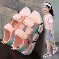 卐◎♦ Pull back girls sandals 2023 new summer fashion for big children princesses children and babies soft bottom texture