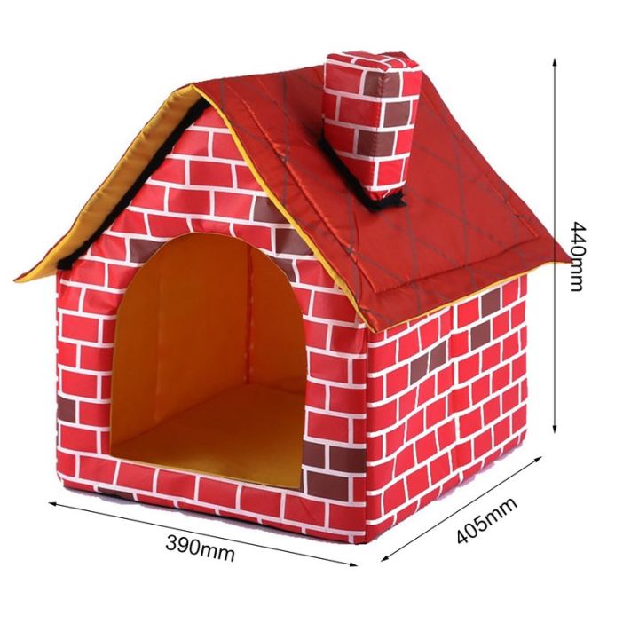 portable-brick-pet-house-with-chimney-warm-บ้านแมวนุ่มเสือดาวพับได้สุนัขสตรอเบอร์รี่ถ้ำสัตว์ถ้ำ-nest