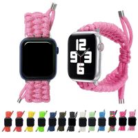 [ร้อน W] ผ้าทอไนลอนสำหรับ Apple สายนาฬิกาข้อมือ7 41มม.45มม.Paracord นาฬิกาข้อมือสำหรับ IWatch SE654 40มม.44มม.38มม.42มม.สายรัดข้อมือเล่นกีฬา Band