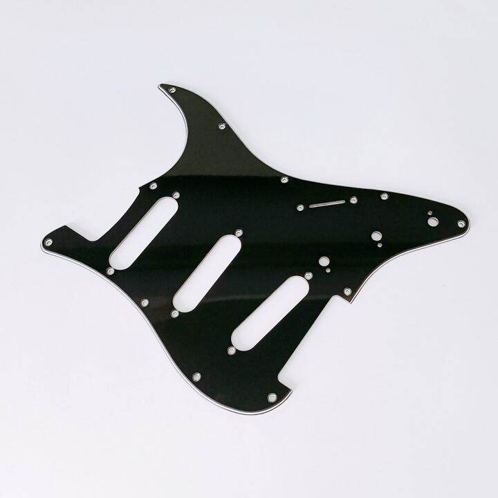 black-3-ply-11-holes-sss-guitar-pickguard-anti-scratch-plate-for-st-fd-electric