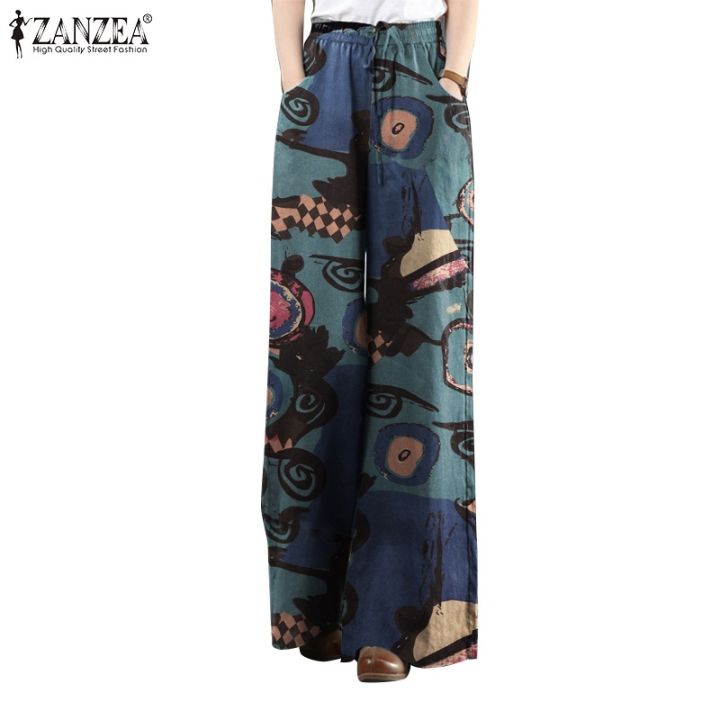 pants-long-leg-wide-fashion-waist-elastic-print-floral-women-zanzea