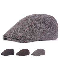 Autunno Inverno Feltro Di Lana Uomini Strillone Cappello Piatto Di Berretto Di Edera Caldo Maschio Berretti Vecchio Uomo DO Calberretto Con Visiera Casual In Avanti Cappelli