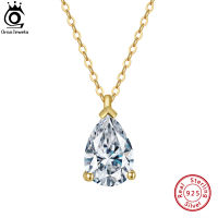 ORSA JEWELS 925 เงินสเตอร์ลิงรูปหยดน้ำ Solitaire Cubic Zirconia CZ สร้อยคอจี้สำหรับเครื่องประดับ Fine APN10-ef2