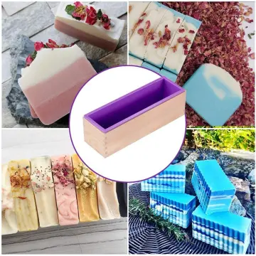 Rectangle Silicone Loaf Soap Mold with Wooden Box