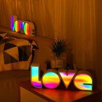 Rainbow Color Love Sign LED Box Bedroom Desk Decoration Background Decor Light 5V DC Battery Powered Nightlight Cute Room Lamp