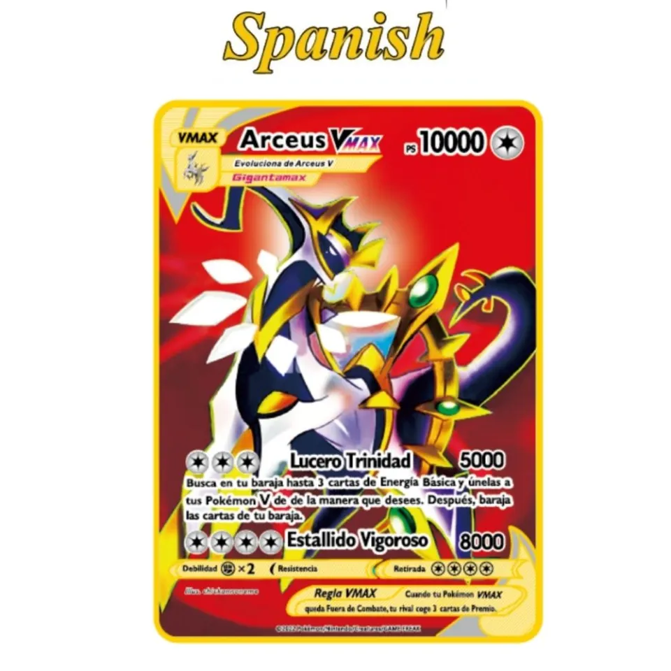 Spanish 800PS Vmax Greninja GX Mega Vstar Golden Pokemon Card Iron