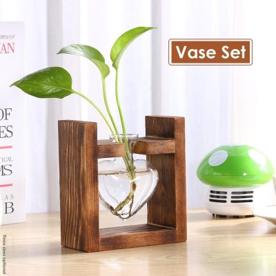 Terrarium Hydroponic Plant Vase Vintage Wooden Frame Flower Pot Office Home Decorations Tabletop Plants Home Bonsai Decor