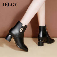 IELGY ส้นสูงผู้หญิง,ส้นหนา Sepatu BOOT Pendek อเนกประสงค์