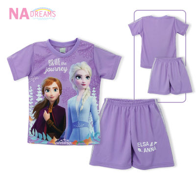 Disney ชุดเซตเด็ก ชุดเสื้อกางเกงสปอร์ต ชุดเด็กผู้หญิง ลายการ์ตูน Frozen โฟรเซ่น จาก NADreams สีม่วง