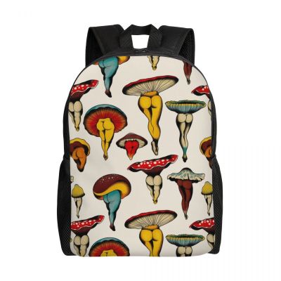 Customized Sexy Mushrooms Tattoo Flash Backpacks Women Men Fashion Bookbag for School College Vegan Bags