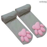 ?SEN? ถุงเท้า Cat PAW Kawaii 3D Cat Claw ผู้หญิงถุงน่อง Lolita PAW-Pad ต้นขาถุงเท้าสูง