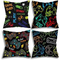 【hot】✠﹍ Set of 4 Gamer Gifts Cover Game Controller Throw Pillows Cushion for Boys Room Bedroom Sofa Couch