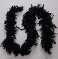 Black Chicken Feather Strip Turkey Feather Boa สำหรับเสื้อผ้าอุปกรณ์เสริมเสื้อผ้าอุปกรณ์เย็บผ้าและผ้าน่ากลัว2หลา Lot