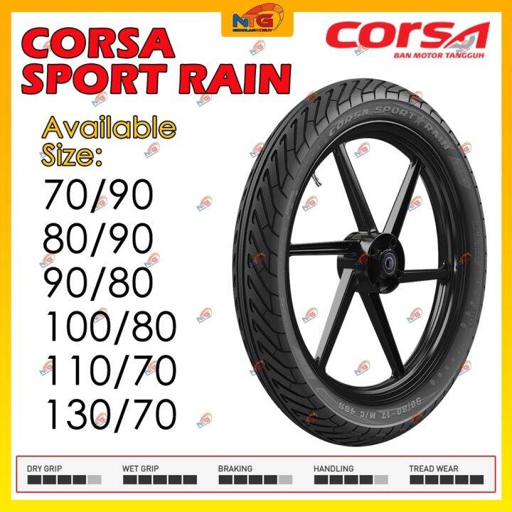 NEW CORSA Sport Rain Tyre (TAHUN 2022) 70/80/90/100/110/130 17 inch