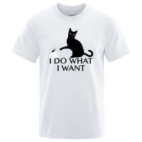 Cartoon Cat T Shirt I Do What I Want Funny Letters Print Harajuku Short Sleeve Cotton Casual Streetwear Hip Hop Punk Tops Tee S-4XL-5XL-6XL