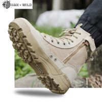 Men Tactical Military Army Boots Breathable Leather Mesh High Top Casual Desert Work Shoes Mens SWAT Ankle Combat Boot