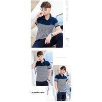 ※ Good Texture~Knitted Cotton Striped Stitching POLO ShirtTopShort-Sleeved TStriped TopMens Top 4 Colors M-3XL Size [CE57035]
