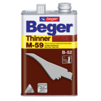 Beger Thinner M-59 เบเยอร์ ทินเนอร์ เอ็ม-59 ทินเนอร์เกรดพิเศษ ใช้เจือจางโพลียูรีเทนชนิดด้านและวาร์นิชชนิดด้าน ใช้ผสมกับสีทับหน้า ยูนีเทน B-5000 (ชนิดด้านหรือกึ่งเงา) ใช้กับพื้นไม้ภายใน