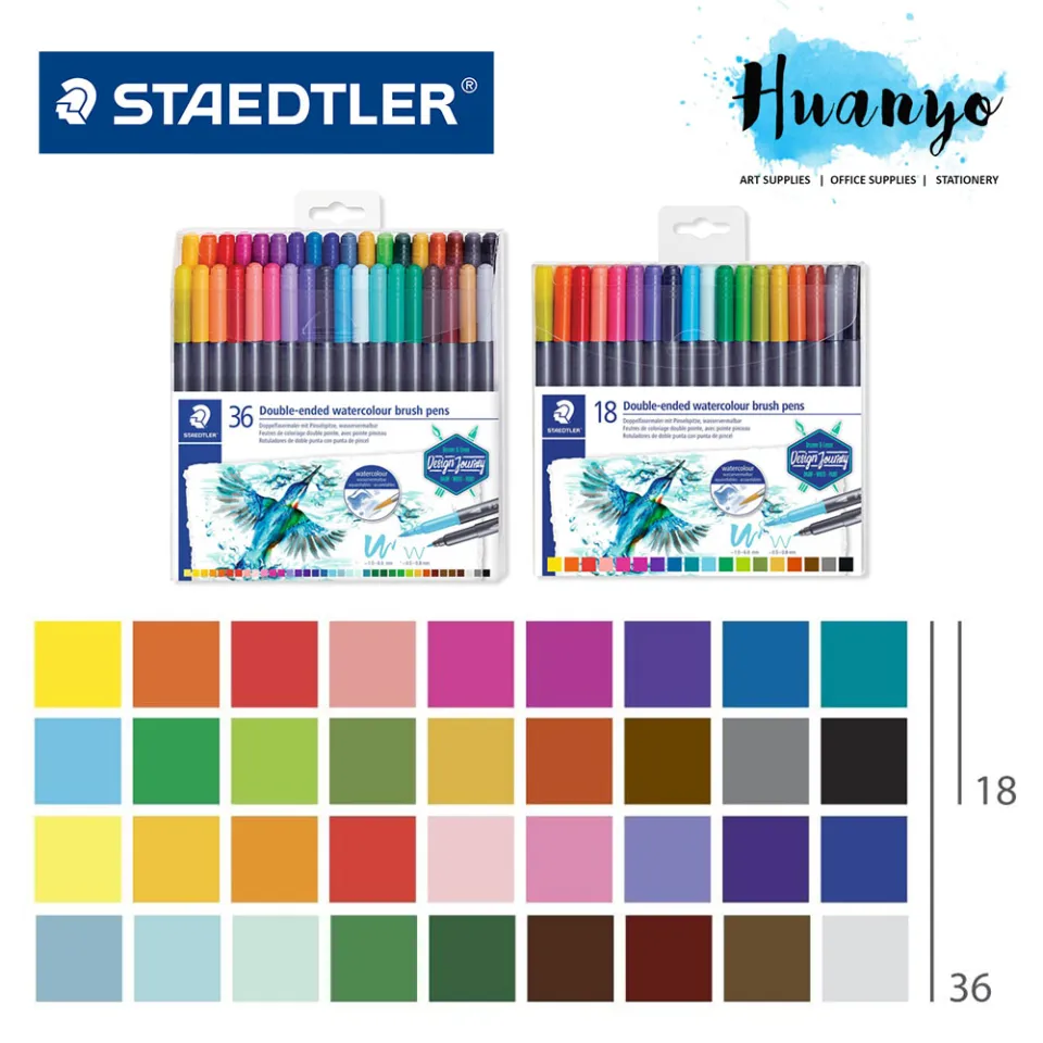 Staedtler Duo Watercolor Brush Pens - 36 Piece Set